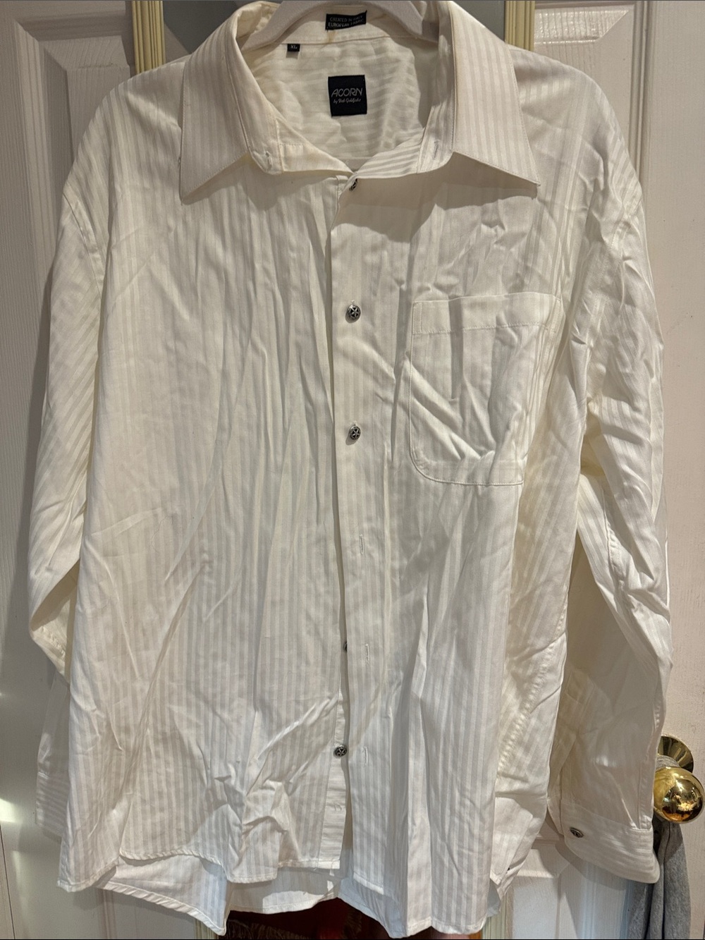 Acorn Men's Cream Subtle-Stripe Dress Shirt